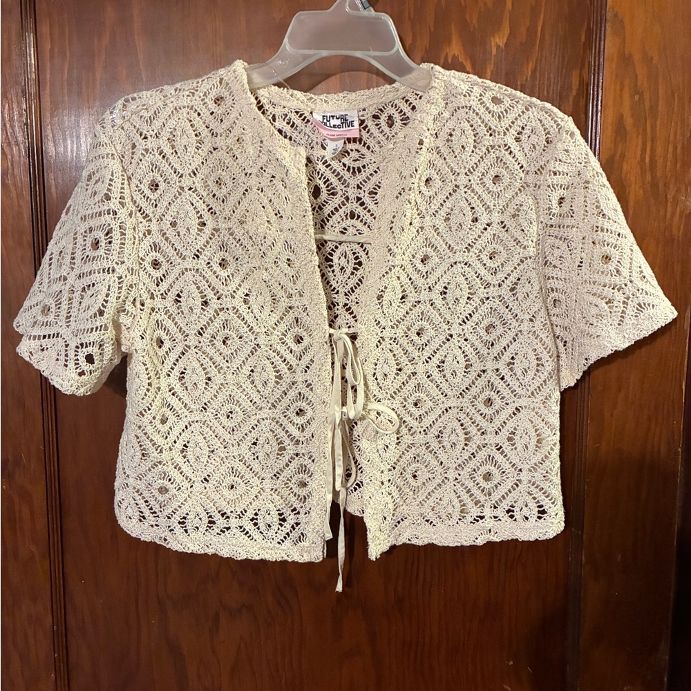 Elegant Cream Crochet Crop Top